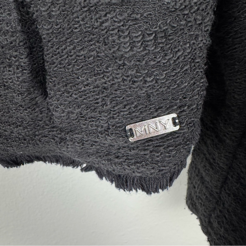 Marc New York Performance Womens Medium Black Open Cardigan Pockets Fringe Lined - Picture 3 of 10